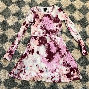 Art Class Pink and Purple Tie-Dye Ribbed Dress Girls 6/6x